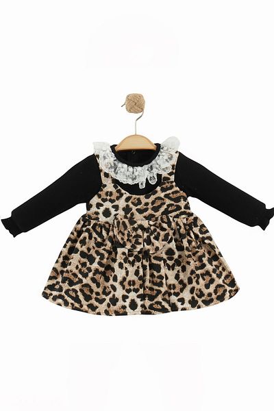 minuma Baby Girl Leopard Patterned Lace Dress 9/18 Months
