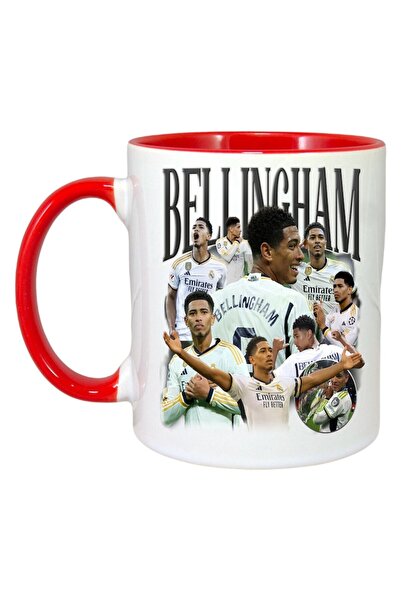 INOVATIX Cana Alba Personalizata, Bellingham Real Madrid, Maner Si Interior Rosu, ®. 330ml