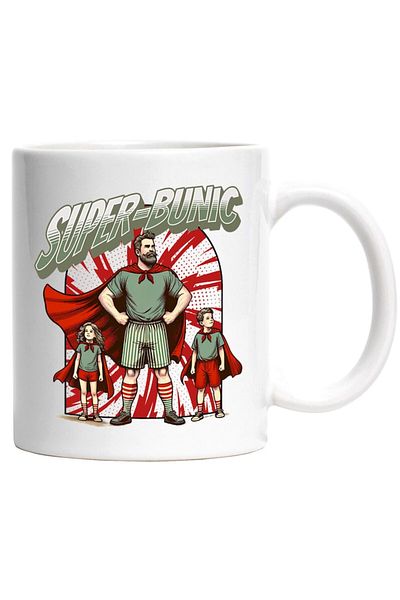 INOVATIX Personalized white mug, Family Man Superhero And Children Super Grandpa, INOVATIX®. 330ml