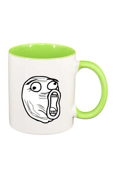 INOVATIX Personalized white mug, Meme, light green interior, D135, INOVATIX®. 330ml
