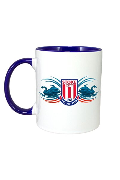 INOVATIX Εξατομικευμένη Λευκή Κούπα, Stoke City Αγγλία, Μπλε Λαβή και Εσωτερι...