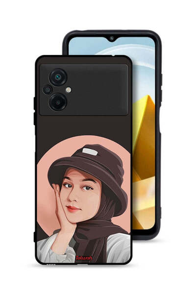 Tolwak Xiaomi Poco M5 4G Protective Case Cover Cute Hat Girl Paint Art