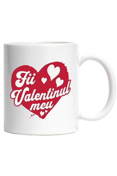 INOVATIX Personalized white mug, Romantic Message Be my Valentine Dragobete Dragoste, INOVATIX®. 330ml