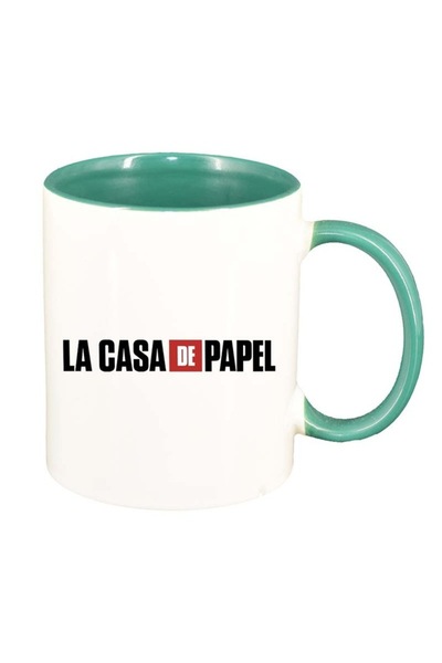 INOVATIX Cana alba personalizata, La Casa De Papel, interior verde, D1305, IN...