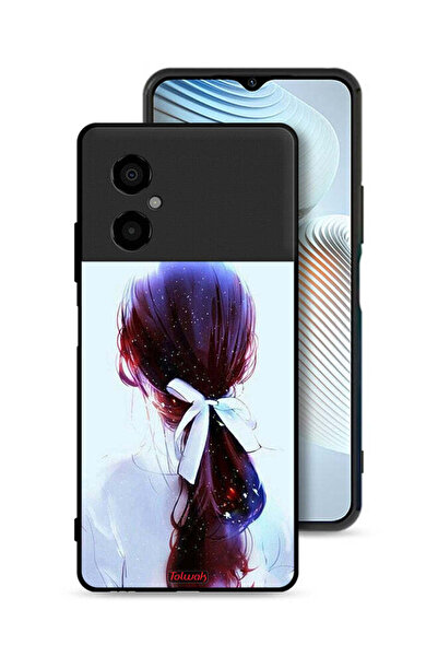 Tolwak غطاء حماية Xiaomi Poco M4 5G مع ربطة شعر وربطة شعر وفن فتاة