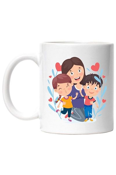 INOVATIX Personalized white mug, Mother, Parent, Children, Hearts, Leaves, Family, Love, INOVATIX®. 330ml