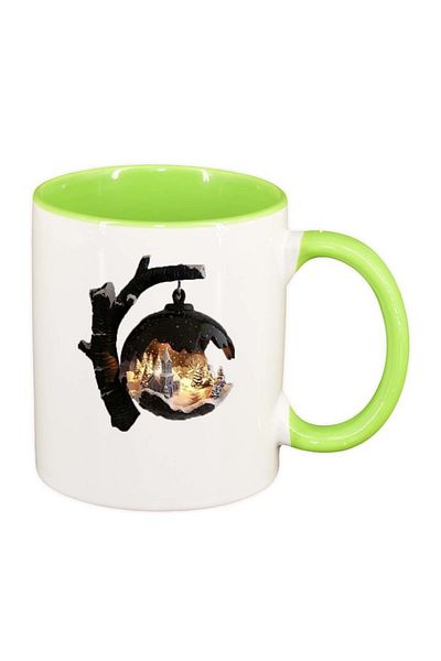 INOVATIX Personalized white mug, Winter, light green interior, D251, INOVATIX®. 330ml
