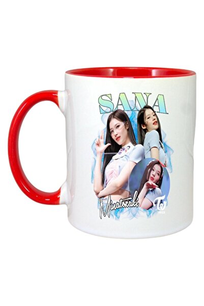 INOVATIX Cana Alba Personalizata, Formatia/trupa Sana 3, Maner Si Interior Rosu, ®. 330ml