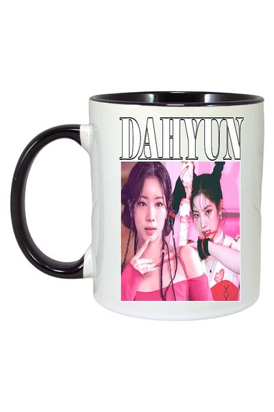 INOVATIX Personalized White Mug, Dahyun Band, Black Handle and Interior, ®. 330ml