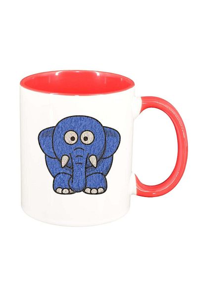INOVATIX Cana alba personalizata, Drawn Elephant, interior rosu-inchis, D988, INOVATIX®. 330ml