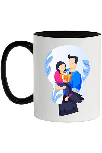 INOVATIX Personalized white mug, Parents, Child, Briefcase, Jacket, with Black Handle, INOVATIX®. 330ml