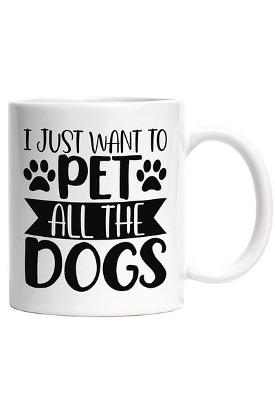 INOVATIX Personalized white mug, paws and ul I just want you to pet all the dogs - canines, INOVATIX®. 330ml