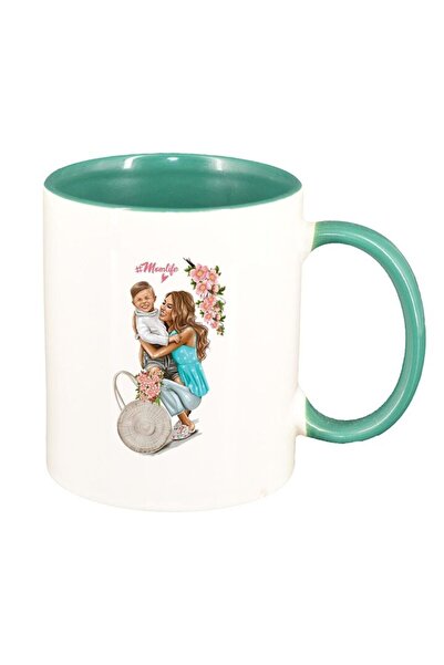 INOVATIX Cana alba personalizata, Princess, Mama Copil, Fetita, interior verd...