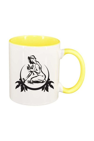 INOVATIX Personalized white mug, Zodiac sign, yellow interior, D155, INOVATIX®. 330ml