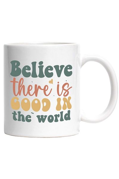 INOVATIX Personalized white mug, heart and the message Do you believe there is good in the world, INOVATIX®. 330ml