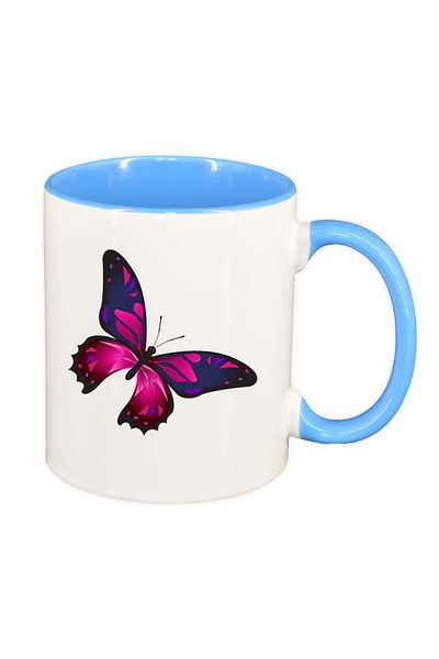 INOVATIX Cana alba personalizata, Butterfly, interior albastru, D959, INOVATIX®. 330ml