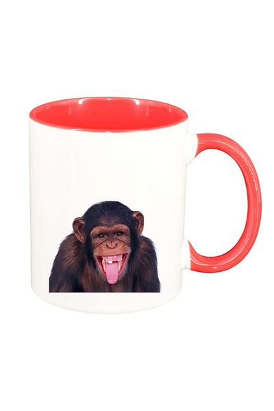 INOVATIX Personalized white mug, Monkey, red interior, D176, INOVATIX®. 330ml