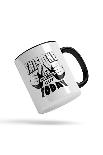 INOVATIX Personalized white mug, This ONE Is Working Out Today, with Black Handle, INOVATIX®. 330ml