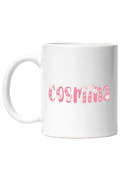 INOVATIX Personalized white mug, Name Cosmina, Flowers, Colorful, Pink, Cute, INOVATIX®. 330ml