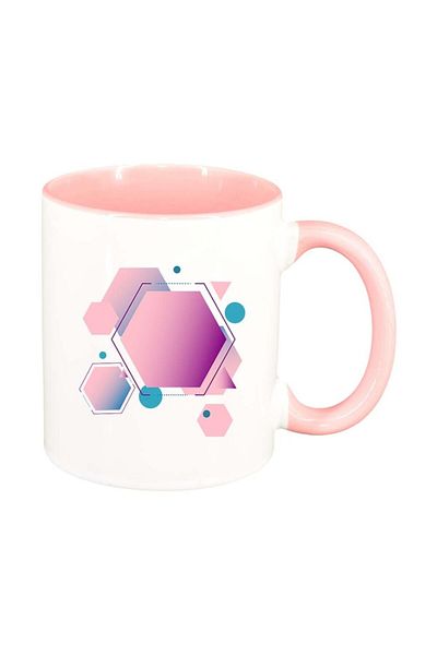 INOVATIX Personalized white mug, Shapes, pink interior, D344, INOVATIX®. 330ml