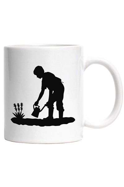 INOVATIX Personalized white mug, a hardworking child - doing the work in the garden watering the plants, INOVATIX®. 330ml