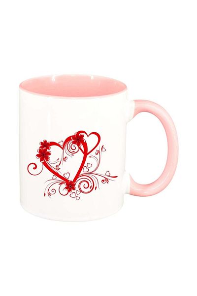 INOVATIX Personalized white mug, Love, pink interior, D307, INOVATIX®. 330ml