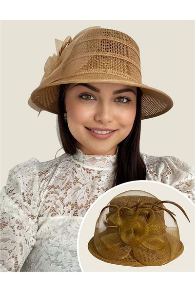 Confortino Summer hat with small brim and lush decoration – ONE SIZE, ADJUSTABLE