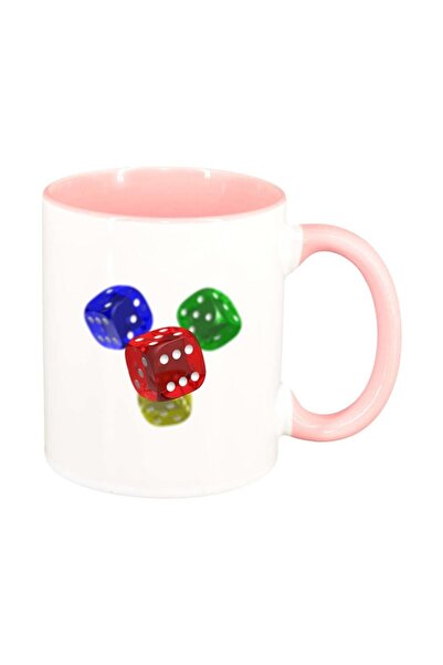 INOVATIX Cana alba personalizata, Dice, interior roz, D278, INOVATIX®. 330ml