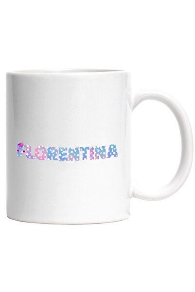 INOVATIX Cana alba personalizata, Numele Florentina, Unicorn, Printesa, Fairy...