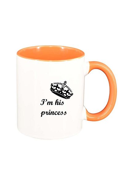 INOVATIX Personalized white mug, I`m his Princess, orange interior, D915, INOVATIX®. 330ml