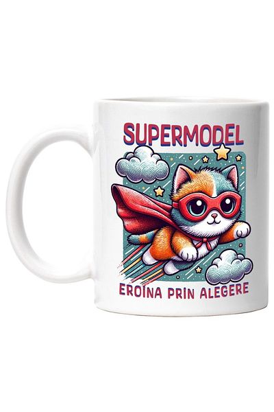 INOVATIX Personalized white mug, Super Model, Superhero, Heroine By Choice, INOVATIX®. 330ml