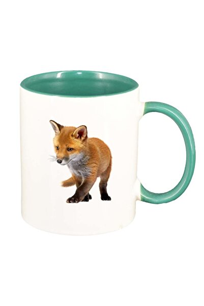 INOVATIX Cana alba personalizata, Vulpe, interior verde, D207, INOVATIX®. 330ml