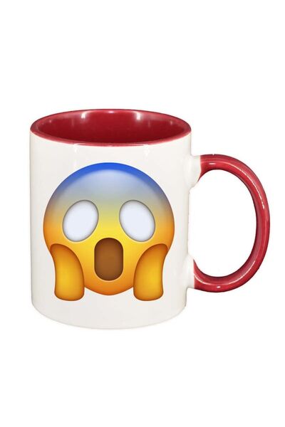 INOVATIX Cana alba personalizata, Emoji WooW, interior rosu, D32, INOVATIX®. ...