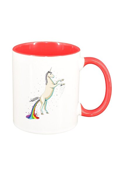 INOVATIX Cană albă personalizată, Unicorn - Curcubeu, roz interior, D1434, IN...