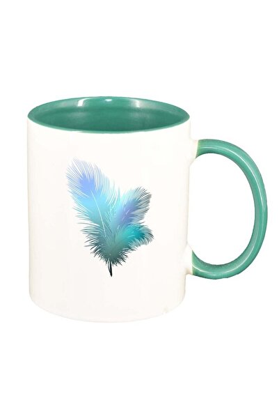 INOVATIX Cană albă personalizată, Pană, interior verde, D230, INOVATIX®. 330ml