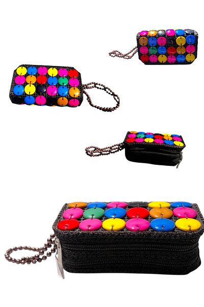 Yenigeldi 1 Piece Colorful Beaded Handmade Mini Wallet – Zippered, Wristband Strap