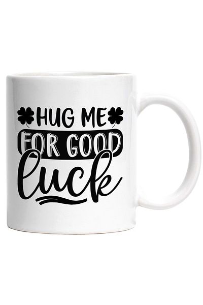 INOVATIX Personalized white mug, four-leaf clover and the phrase Hug her for good luck, INOVATIX®. 330ml