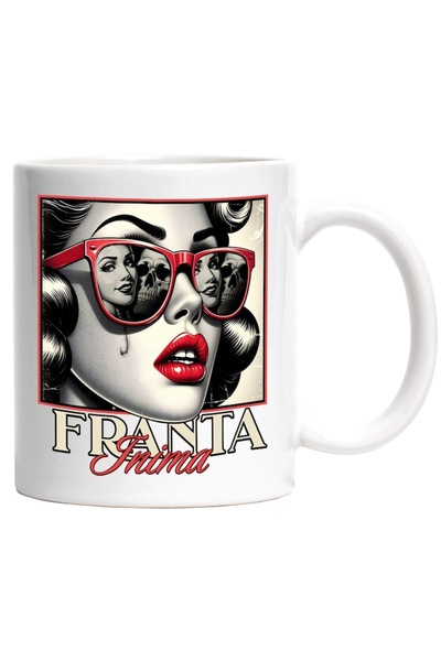 INOVATIX Персонализирана бяла чаша, Heart France Betrayal Girl Red Sunglasses...