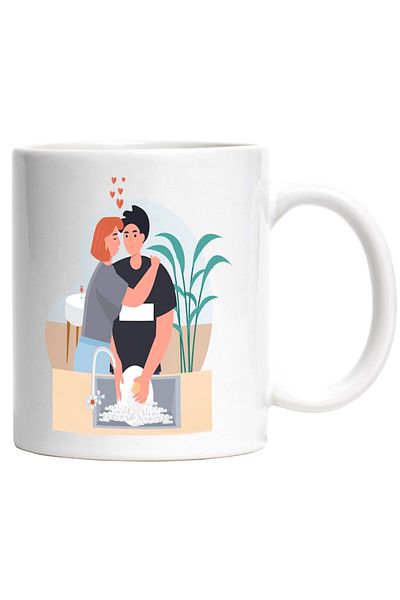 INOVATIX Personalized white mug, Kiss, Couple, Dishes, Sink, Love, INOVATIX®. 330ml