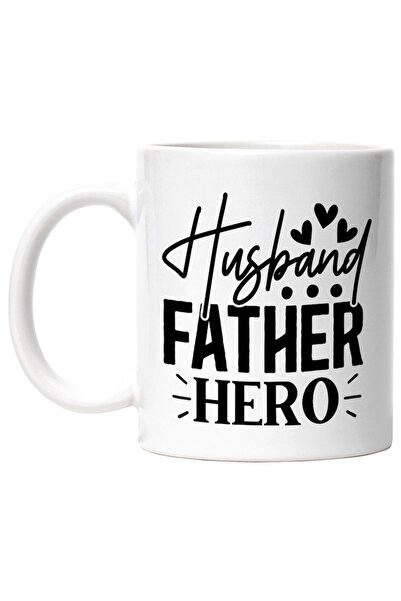 INOVATIX Cana alba personalizata, ul in engleza Husband, father, hero - sot t...