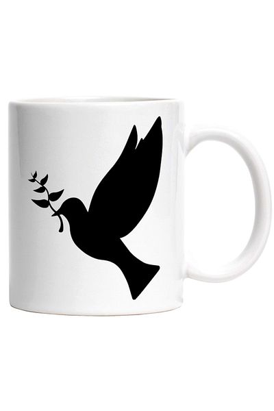 INOVATIX Personalized white mug, a flying dove - holding a twig, INOVATIX®. 330ml