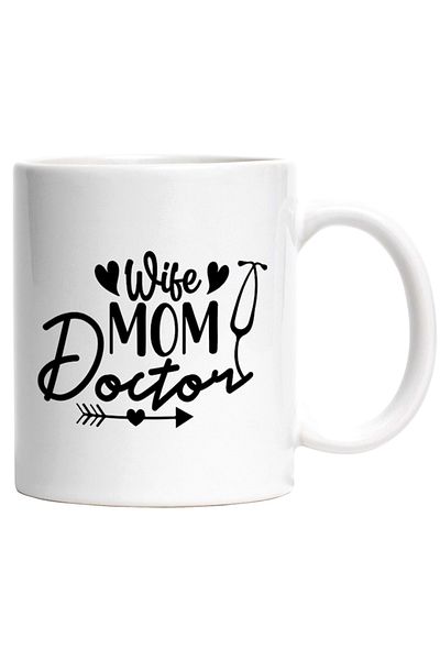 INOVATIX Personalized white mug, ul in English Wife, mom, doctor - sotie mama doctorita, INOVATIX®. 330ml