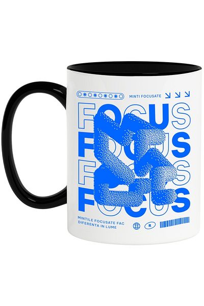 INOVATIX Personalized white mug, Focused Minds Make a Difference - Focus, with Black Handle, INOVATIX®. 330ml
