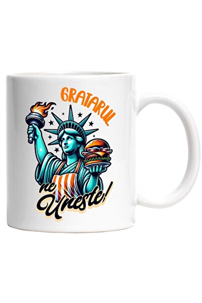 INOVATIX Cana alba personalizata, statuia libertatii iubitorii de gratar ne u...