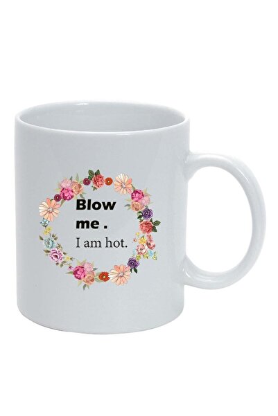 INOVATIX Cana alba personalizata, Flori, Blow me, I`m hot.., alb, D1046, INOV...