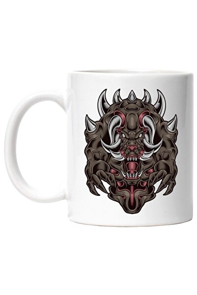 INOVATIX Cana alba personalizata, Monstru, Coarne, Colti, Gheare, Fantasy, INOVATIX®. 330ml