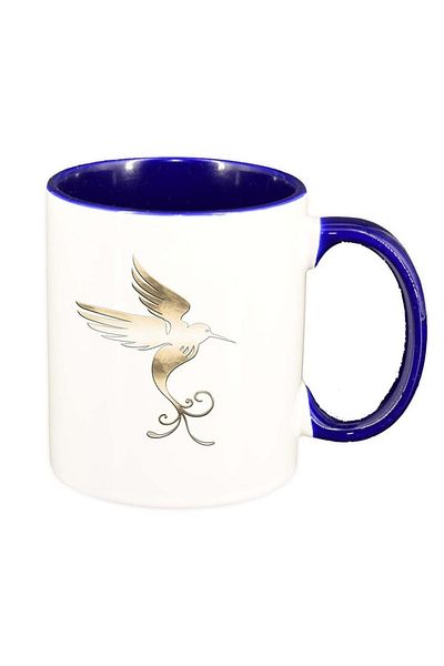 INOVATIX Personalized white mug, Bird, dark blue interior, D956, INOVATIX®. 330ml