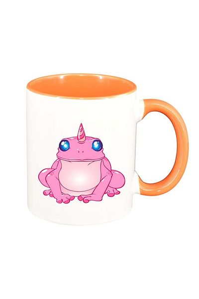 INOVATIX Personalized white mug, Magic Frog, orange interior, D963, INOVATIX®. 330ml