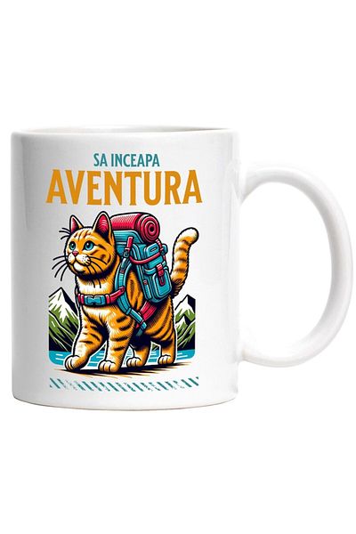 INOVATIX Personalized white mug, Ready for the Adventure to Begin Adventure Mountain, Nature, Lake, INOVATIX®. 330ml