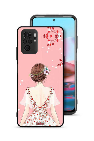 Tolwak Xiaomi Redmi Note 10S Protective Case Cover Standing Girl Art
